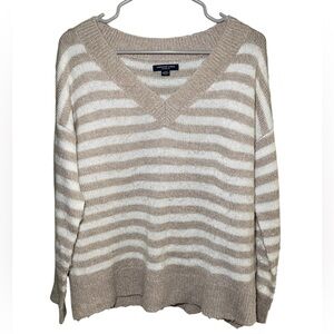 American Eagle Striped V-Neck Sweater